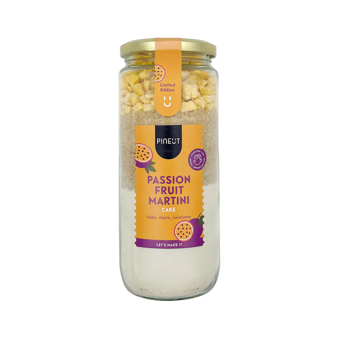 Passion Fruit Martini Cake bakmix in glazen fles van Pineut