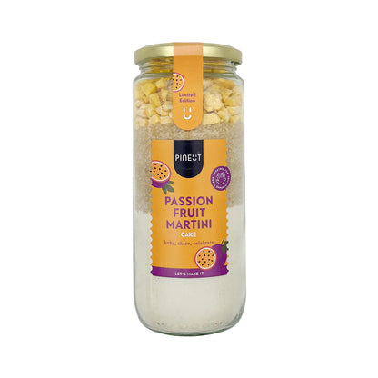 Passion Fruit Martini Cake bakmix in glazen fles van Pineut