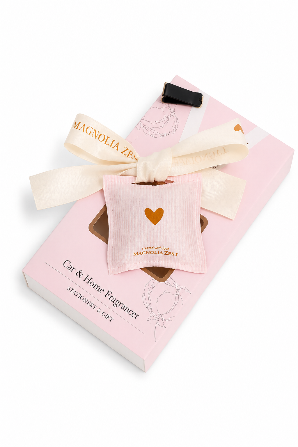 Peony & Lily Blossom auto- en huisparfum in luxe roze cadeauverpakking.