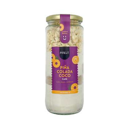 Piña Colada Coco Cake bakmix in glazen fles van Pineut