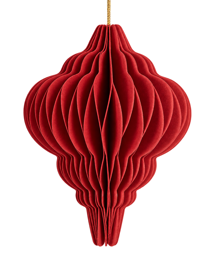 Rode Honeycomb Kerstbal – Papieren Kersthanger