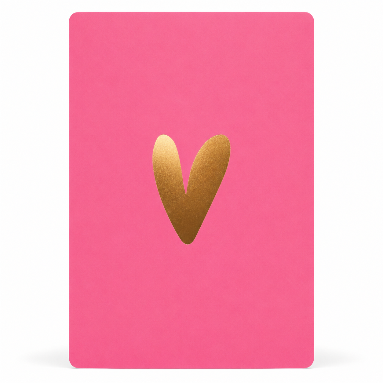 Roze mini kaartje met gouden hartje voor bij een cadeau of cadeaubox