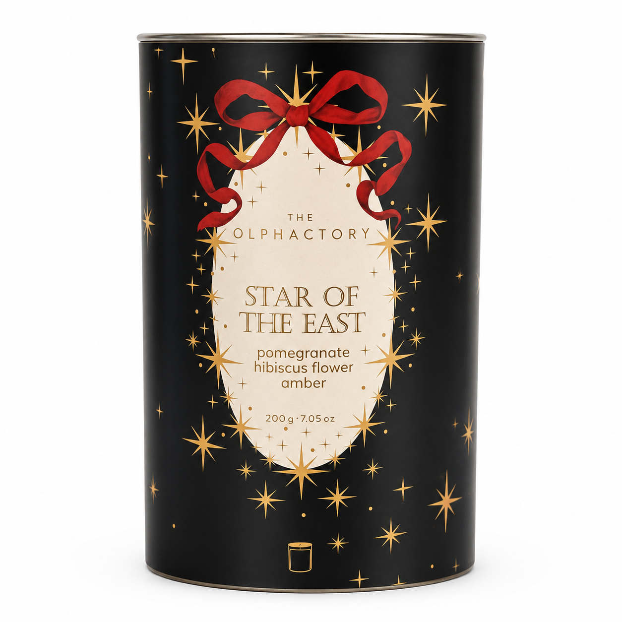 Star of the East luxe geurkaars van The Olphactory met granaatappel hibiscus en amber geur 200 gram