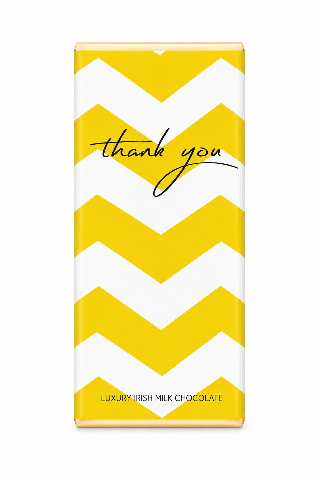 Thank You chocoladereep met luxe melkchocolade in geel-witte cadeauverpakking.