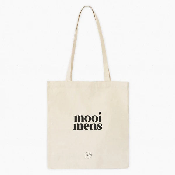 Tote bag met tekst “mooi mens” als lief cadeau voor haar