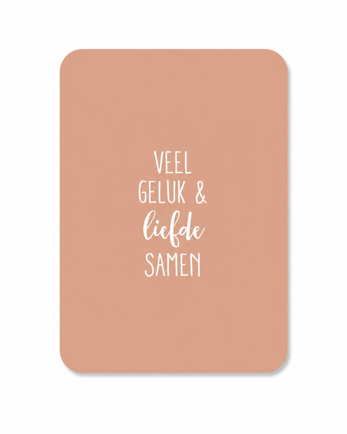 Oudroze wenskaart met de tekst “Veel Geluk & Liefde Samen”. Luxe kaart voor een huwelijk, verloving of samenwonen van The Prezzent.