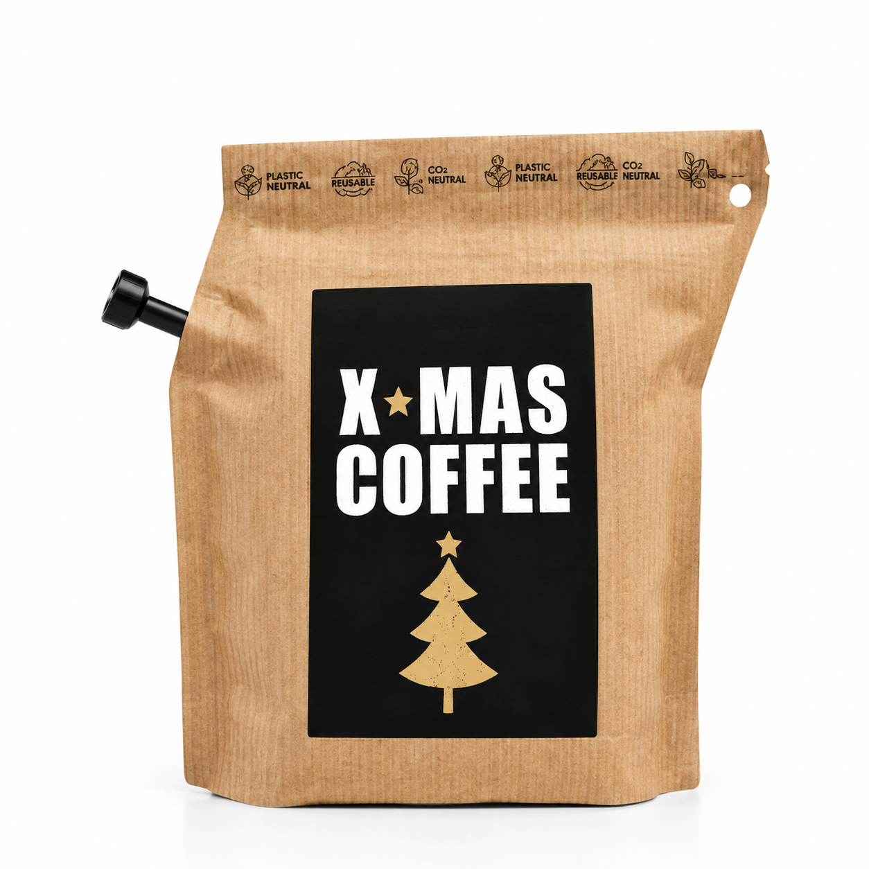 X-MAS Blend koffie in feestelijke kerstverpakking met kerstboomdesign