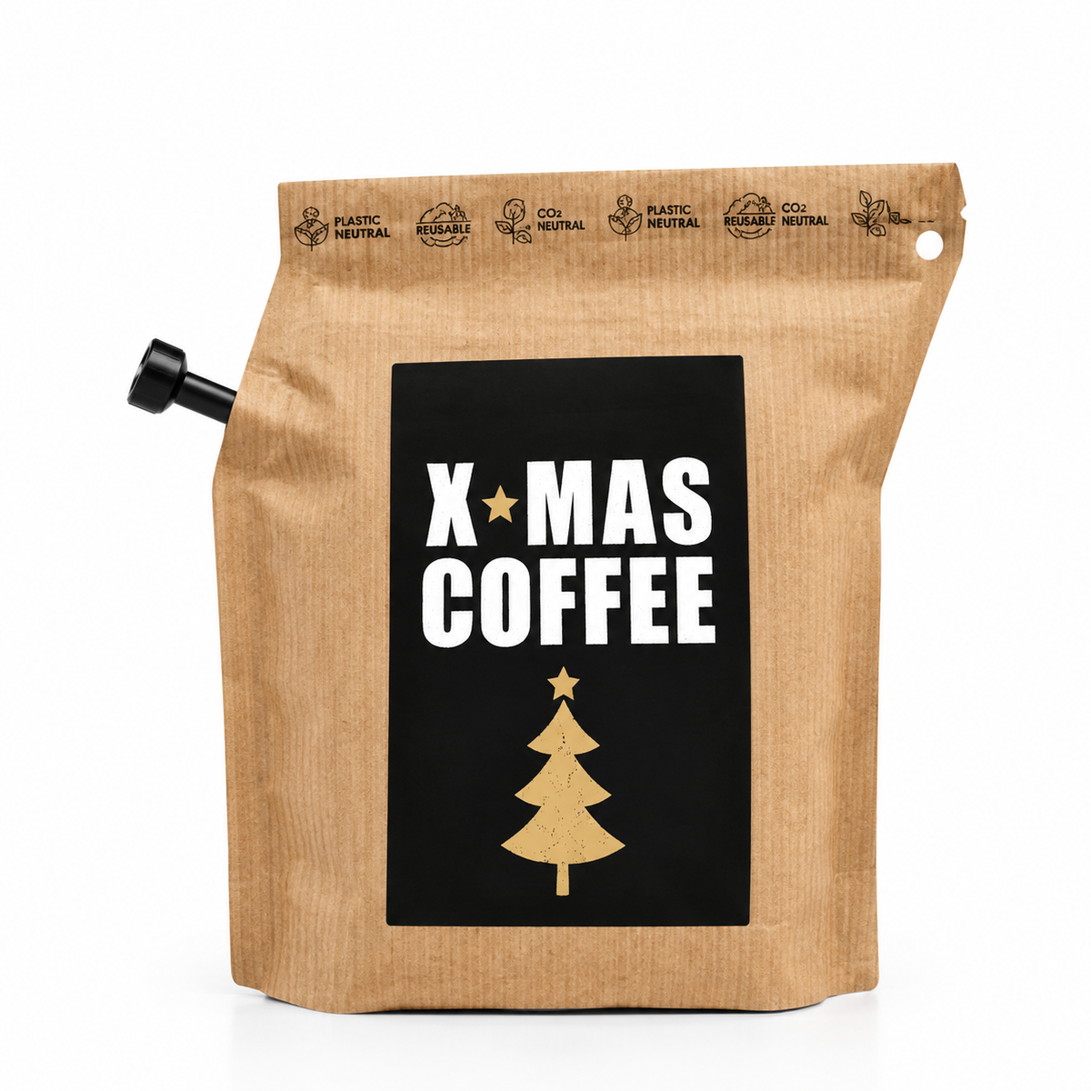 X-MAS Blend koffie in feestelijke kerstverpakking met kerstboomdesign